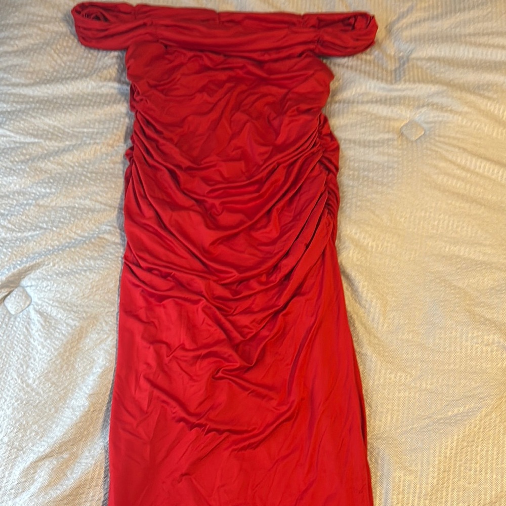 Vibrant Red Ruching Bodycon Dress for Cocktail Night Out